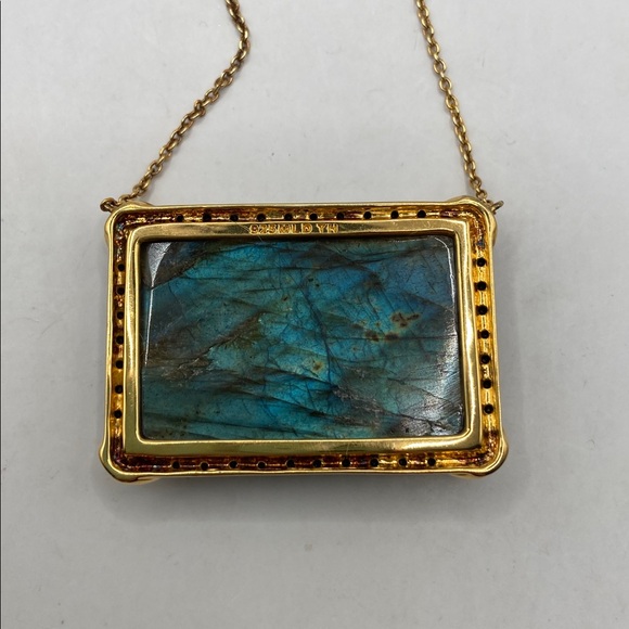 Rarities by Carol Brodie Gold Plated Sterling Labradorite Black Spinel Necklace - Picture 8 of 8
